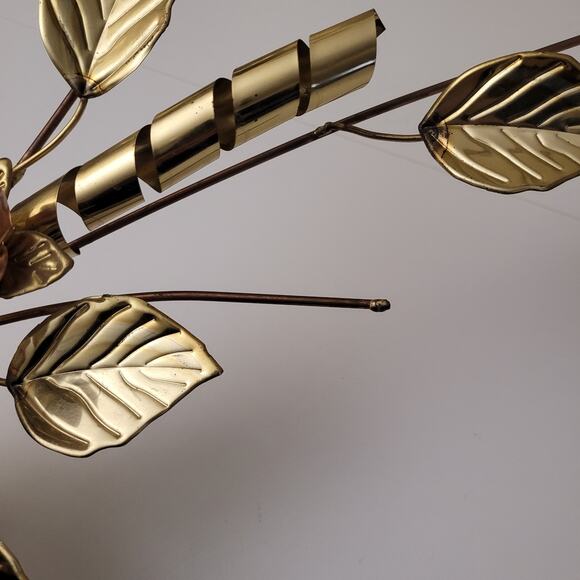 Copper Brass Rose Ribbon Hanging Wall Art Swag 27” MCM Decor Hollywood Regency - Picture 12 of 12